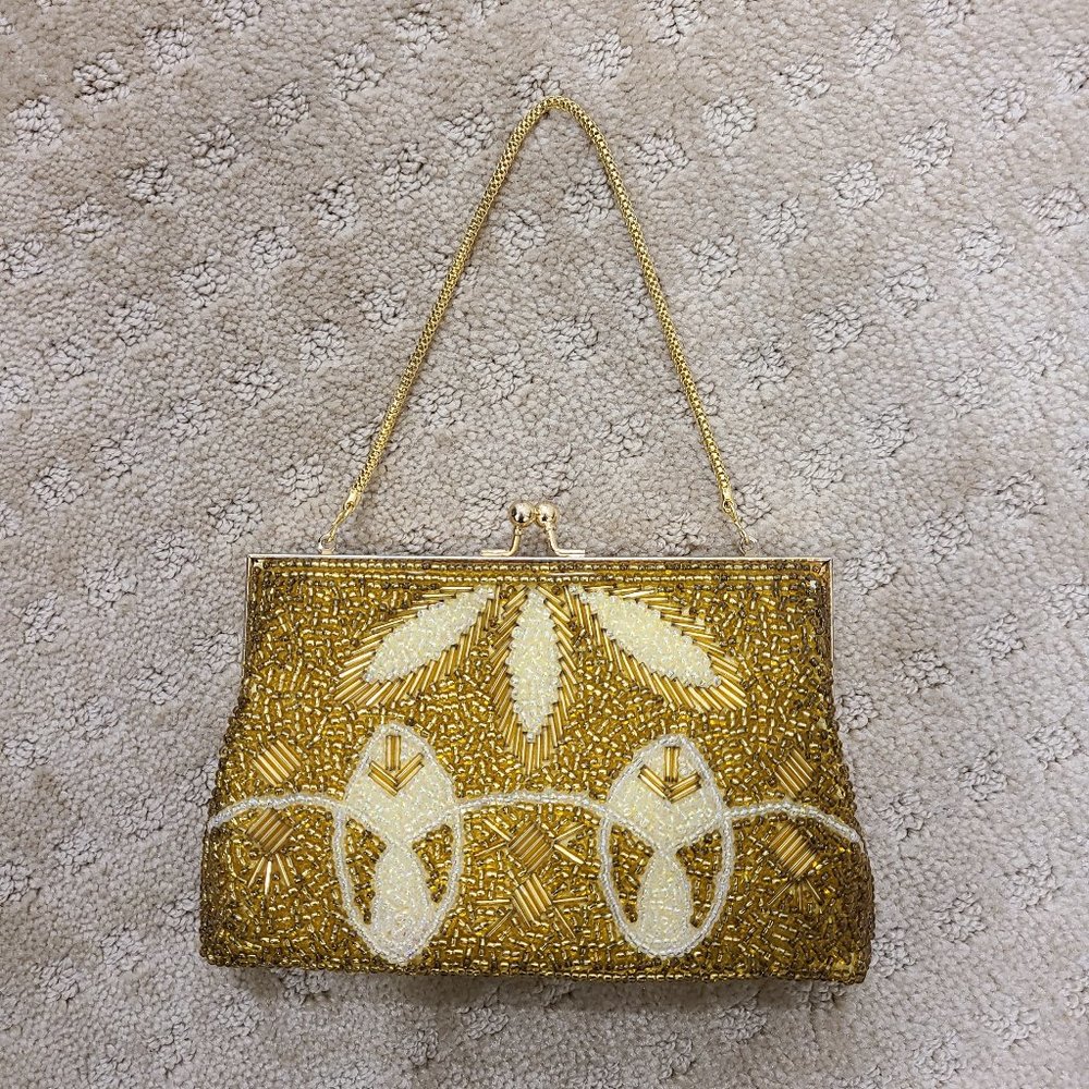Vintage Gold rhinestone clutch purse